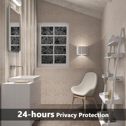 LEMON CLOUD Window Film, Decorative Window Privacy Film, Window Film Privacy Static Cling Frosted, Anti-UV Sun Blocker Heat Control for Home(Grayish Black, 17.5 x 78.7 inches)