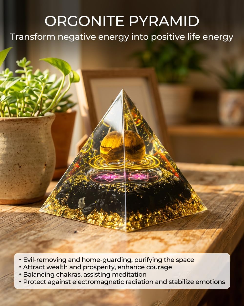 Crystals and Healing Stones, 9 Pcs Healing Crystals Set, 7 Chakra Crystal Stones Set Real Natural Selenite Pyramid Reiki Raw Rock Energy Protection Meditation with Wooden Box, Crystal Gifts for Women