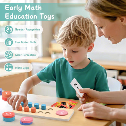 Lewo Wooden Montessori Math Manipulatives Preschool Toys, 1 to 20 Addition and Subtraction Games with Ten Frame/Number Flashcard, Educational Learning Counting Peg Board for Toddlers 3 4 5 Year Old