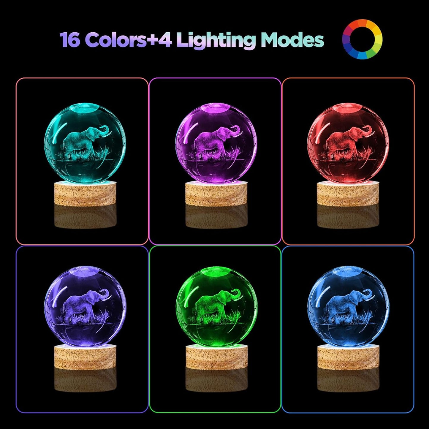 3D Solar System Crystal Ball Night Light with 16 Color LED Wooden Base, Upgraded 3.15 Inch Galaxy Planets Glass Ball Lamps with Remote for Birthday Christmas, Astronomy Space Gifts for Boys Girls