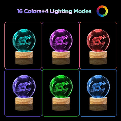 3D Solar System Crystal Ball Night Light with 16 Color LED Wooden Base, Upgraded 3.15 Inch Galaxy Planets Glass Ball Lamps with Remote for Birthday Christmas, Astronomy Space Gifts for Boys Girls