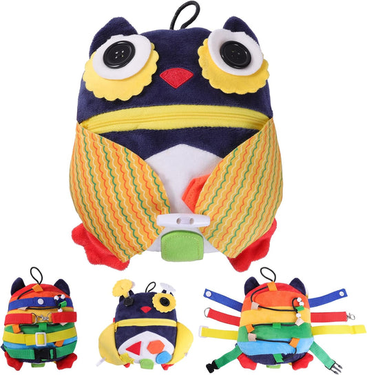 lefeke Buckle Owls Aids - Alzheimers Patients Learning Activity - Develop Motor Skills and Problem Solving - Geometry and Color Recognition - Sensory Stuffed Animal Aids for Elderly