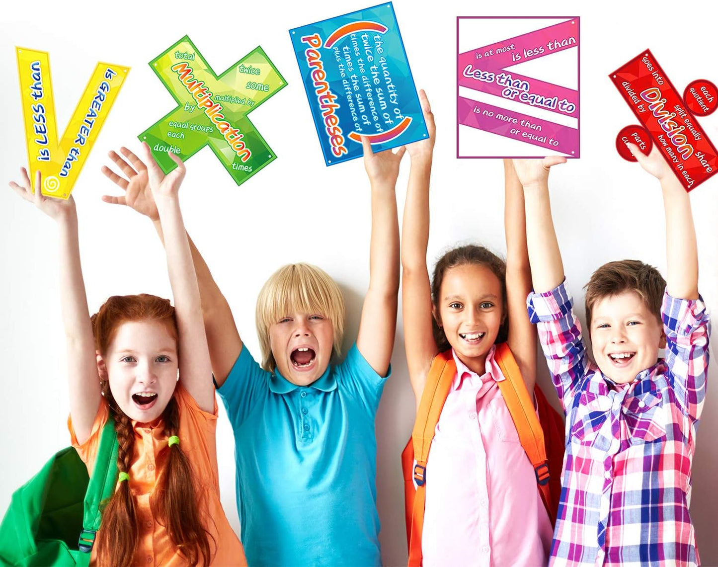 Blulu 10 Pieces Math Poster for Classroom Preschool Primary School Students Kids Math Symbol Teach Educational Learning Poster Keyword for Classroom Decoration Bulletin Board Decor