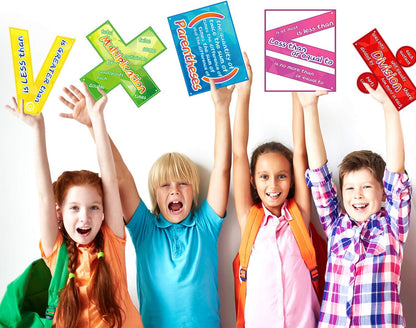 Blulu 10 Pieces Math Poster for Classroom Preschool Primary School Students Kids Math Symbol Teach Educational Learning Poster Keyword for Classroom Decoration Bulletin Board Decor