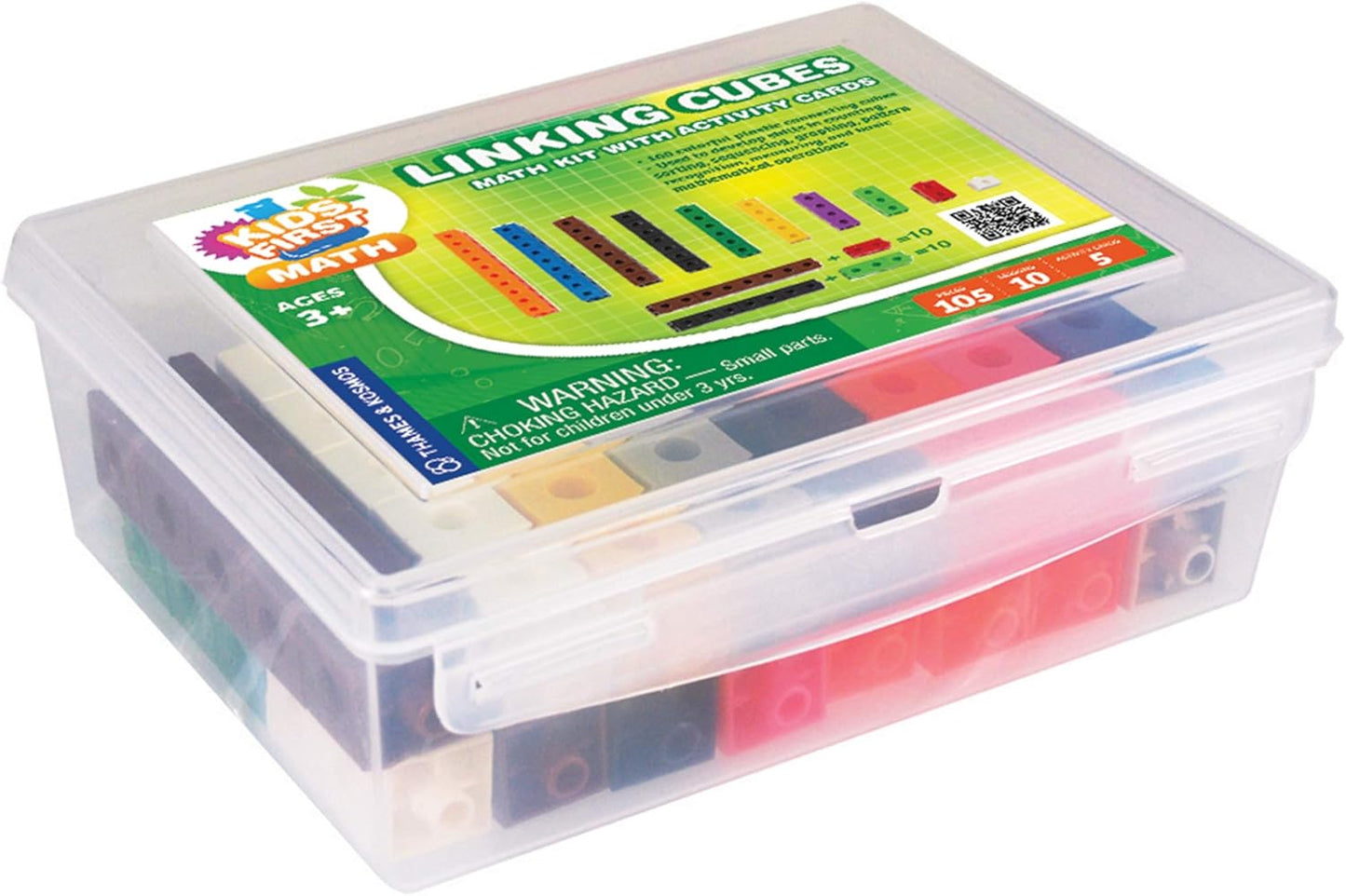 Kids First Math: 100 Linking Cubes Mathematics Kit w/Activity Cards | Develop Skills in Counting, Sorting, Sequencing, Graphing, Measuring | Visual Hands-on | at-Home | Classroom Learning Ages 3+