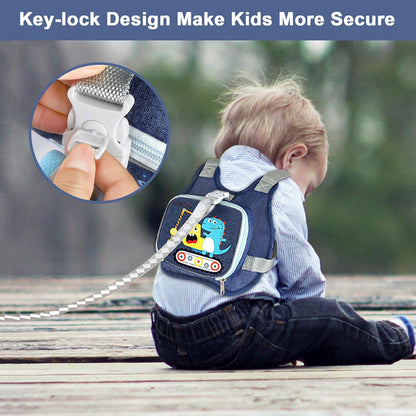 Accmor Toddler Harness Leash + Reflective Anti Lost Wrist Link, Cute Car Kids Back Pack with Hand Strap Collapsible Child Walking Restraint Belt Tether Hold Baby Boys Close for Outdoor Travel