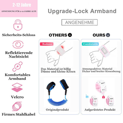 Toddler Harness Walking Leash- Child Anti Lost Wrist Link - Child Safety Harness - Upgrade with Reflective(6.5ft) - for Boys and Girls,Not Easy to Open Without Key (Light Pink)