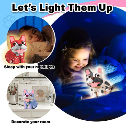 FUNZBO 4.3in Paint Your Own Dinosaur Lamp Kit - Arts and Crafts Supplies Painting for Kids Teens, DIY Night Light Dinosaur Toy for Boy Girl 3 4 5 6 7 8 9 10 11 12 Birthday Gift