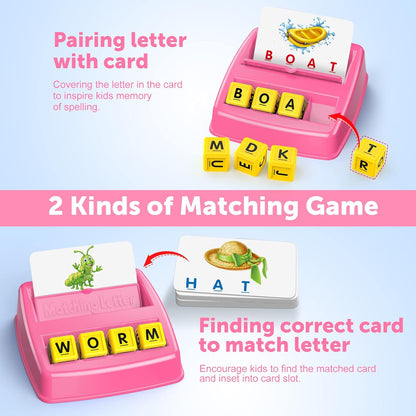 Toys for 3-8 Year Olds Boys Girls, Matching Letter Game Educational Games for Kids Ages 3-8 Easter Birthday Gifts for 3-8 Year Olds Boys Girls Preschool Kindergarten Educational Spelling Toys Green