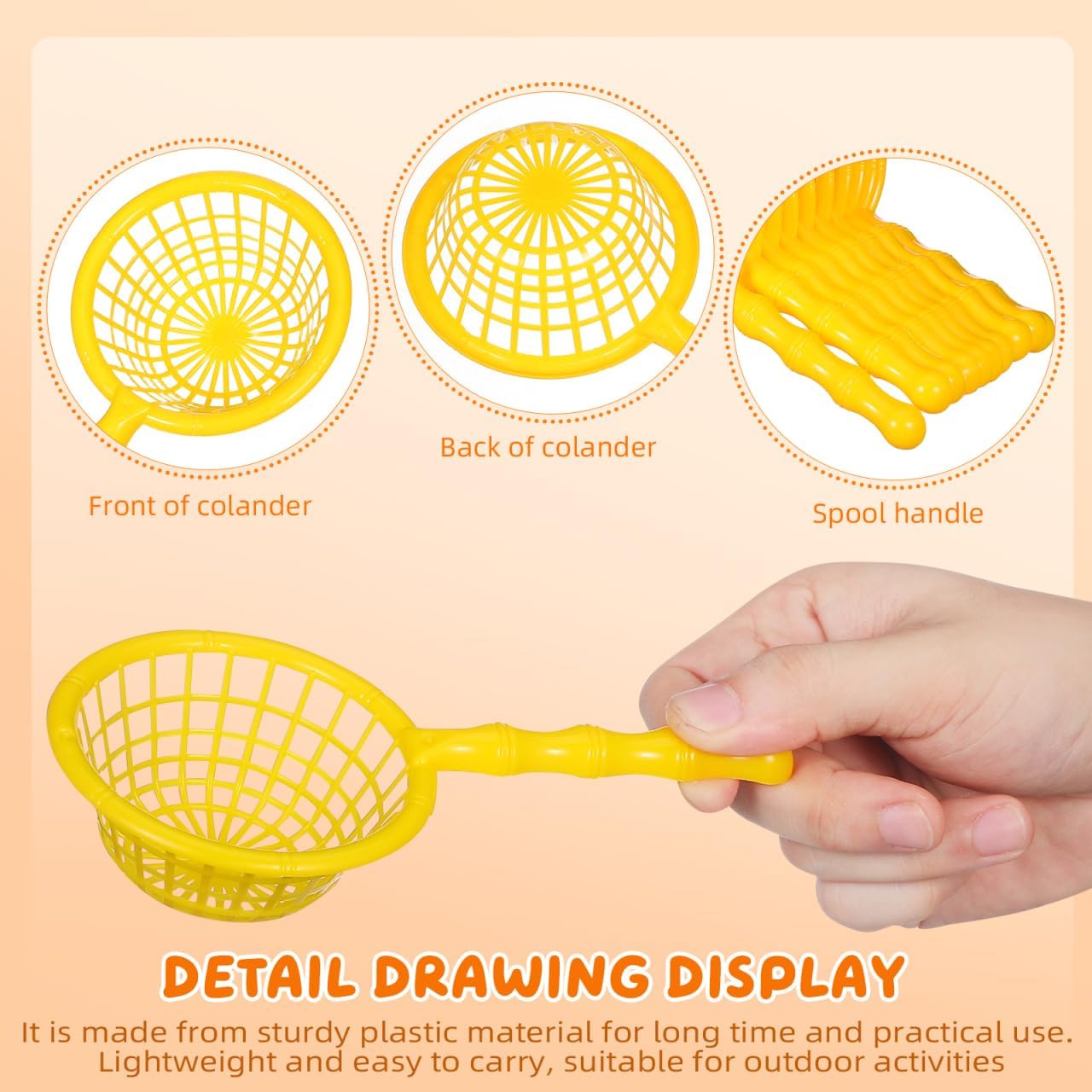 10pcs Mini Beach Fishing Nets for Teens 6.3 Inch Hard Plastic Net Scoop for Bath and Outdoor Play Lightweight Durable Sand Toy Accessories