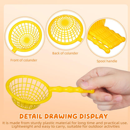 10pcs Mini Beach Fishing Nets for Teens 6.3 Inch Hard Plastic Net Scoop for Bath and Outdoor Play Lightweight Durable Sand Toy Accessories