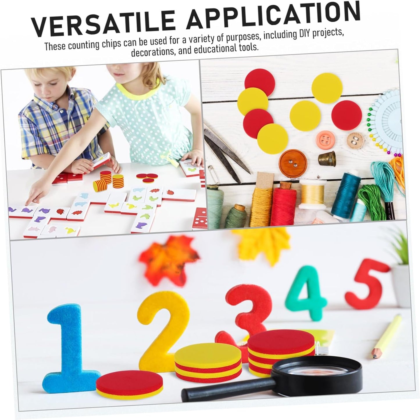HANABASS 5sets Discs Educational Math Counters Manipulatives Math Manipulatives Number Math Counting Chips Math Counters Foam Round Large Eva 100pcs*5