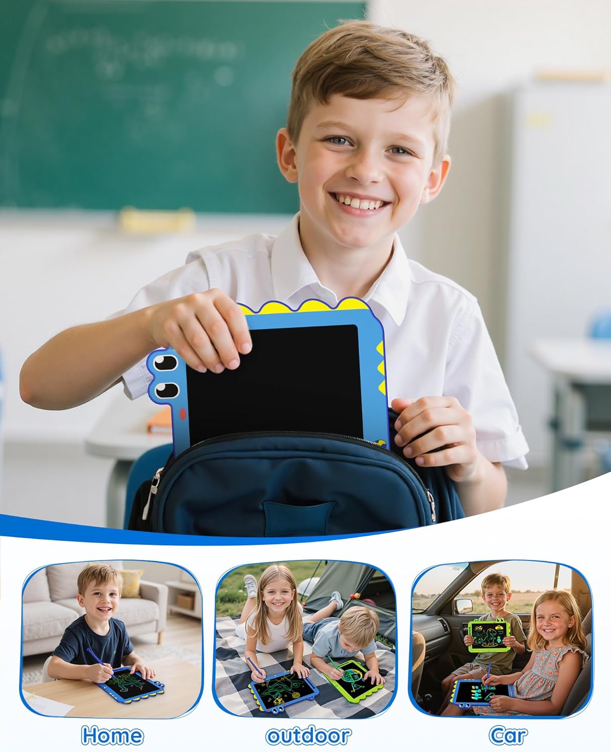 ORSEN 8.5 Inch Doodle Board Drawing Tablet - Dinosaur Toy Gift for Kids 3-7 Years Old