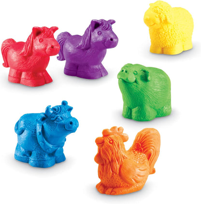 Learning Resources Jumbo Farm Counters, Farm Animals - 30 Pieces, Ages 18+ months Toddler Learning Toys, Preschool Toys, 5 Animals in 6 Colors