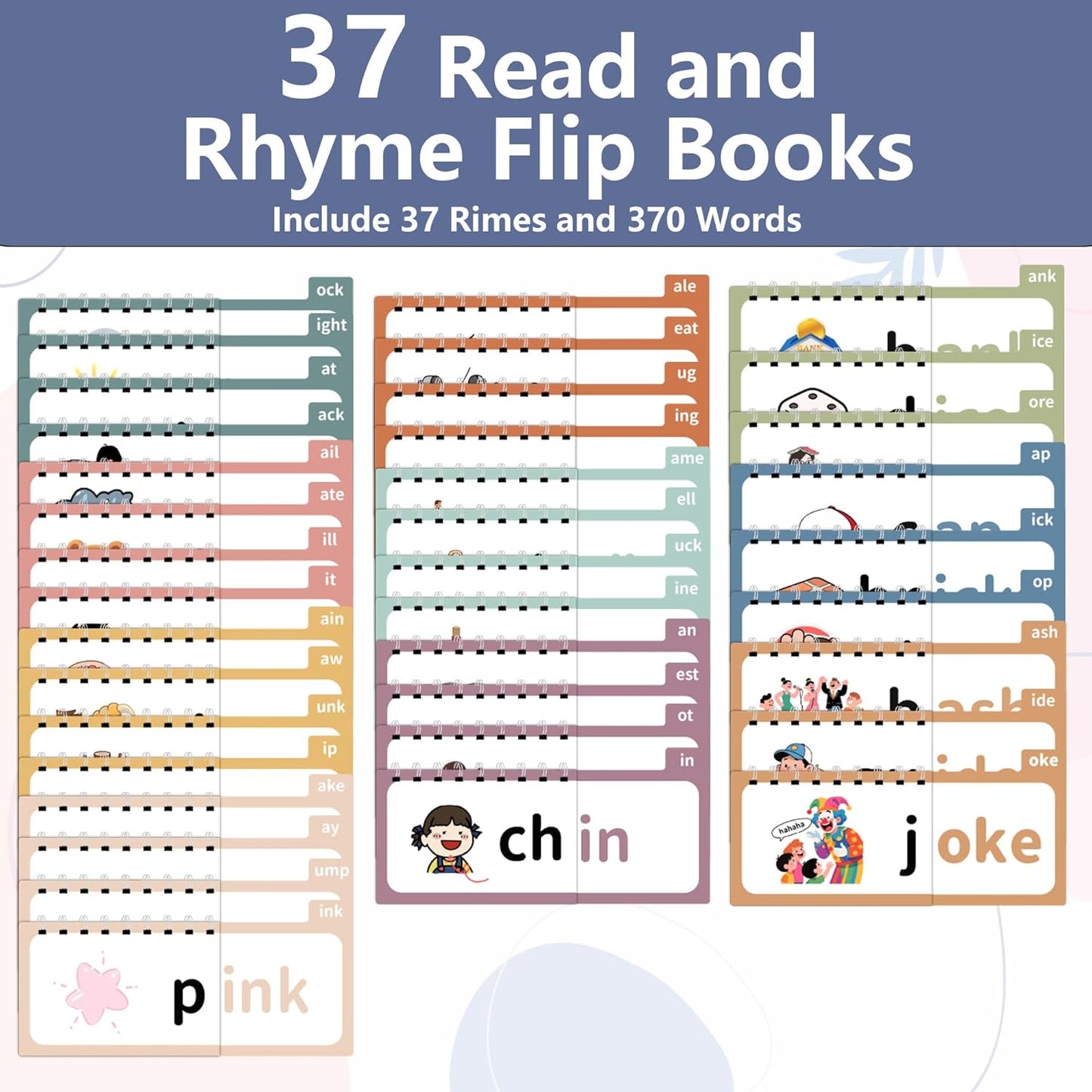 Yoink Word Family Build Book - 37 Read and Rhyme Flip Books for Kids, Learn to Read Phonics & Sight Flash Cards for Kindergarten, Preschool Classroom Homeschool Learning Activities