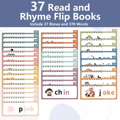 Yoink Word Family Build Book - 37 Read and Rhyme Flip Books for Kids, Learn to Read Phonics & Sight Flash Cards for Kindergarten, Preschool Classroom Homeschool Learning Activities