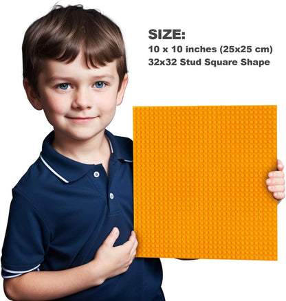Building Bricks Baseplates Multipack 32x32 Stud, 8 Pack of Base Plates in Color of Black, Dark Grey, Light Grey & White, Foundation & Display for Building Blocks, 10x10 in. (25.5x25.5 cm)
