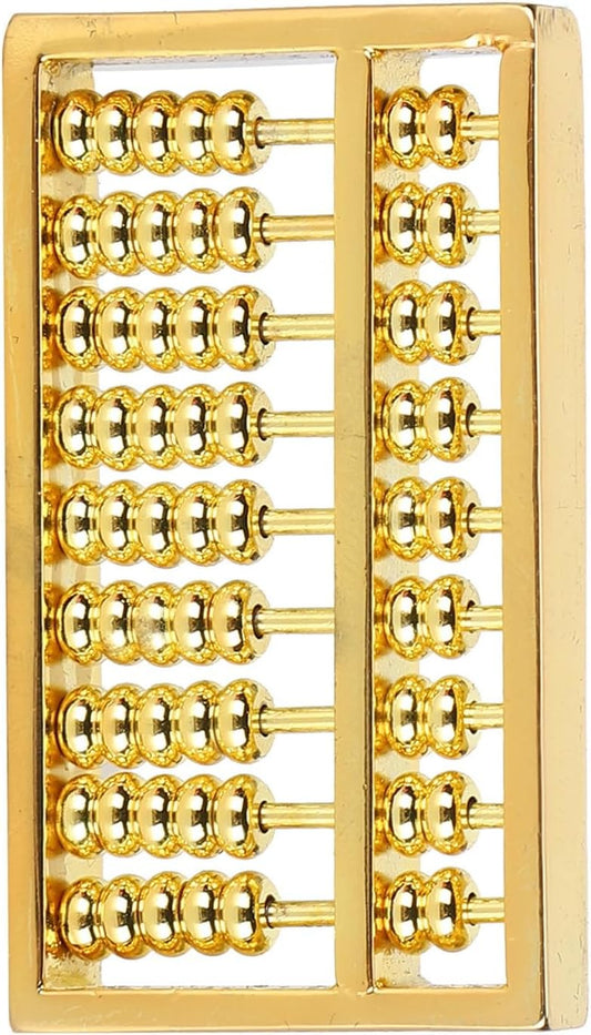 Mini Brass Abacus, 9 Gears Chinese Math Bill Tool for Children Adults, Vintage Collector's Items, 1.5 Inch Pocket Size Education Counter Beads