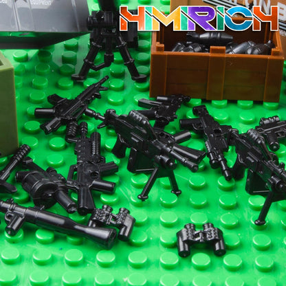 Weapons Pack Military Toy Set Building Blocks Model for Soldier Figures, Army Equipment Gear Kit Pieces and Parts Accessories Compatible with Major Brand