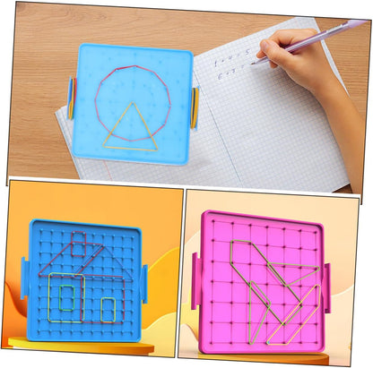 2pcs Double-Sided Geoboard for Boys and Girls Plastic Student Pegboard Educational Math Manipulative Bands for Classroom Activities and Home Learning