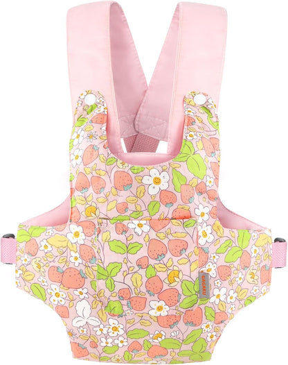 GAGAKU Doll Carrier for Stuffed Animals, Reborn Baby Doll Accessories Toy Carriers for Kids 3+ Toddlers - Pink Wax Flowers