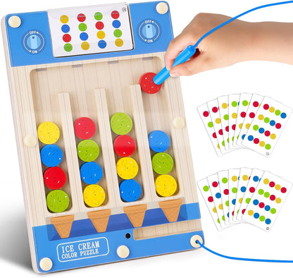 Kids Montessori Magnetic Wooden Toys: 3 4 5 6 7 Year Old Birthday Gift for Boys Girls Age 4-7 Preschool Educational Learning Activities Toy Sensory Autistic Puzzle Maze Game Present for Toddlers