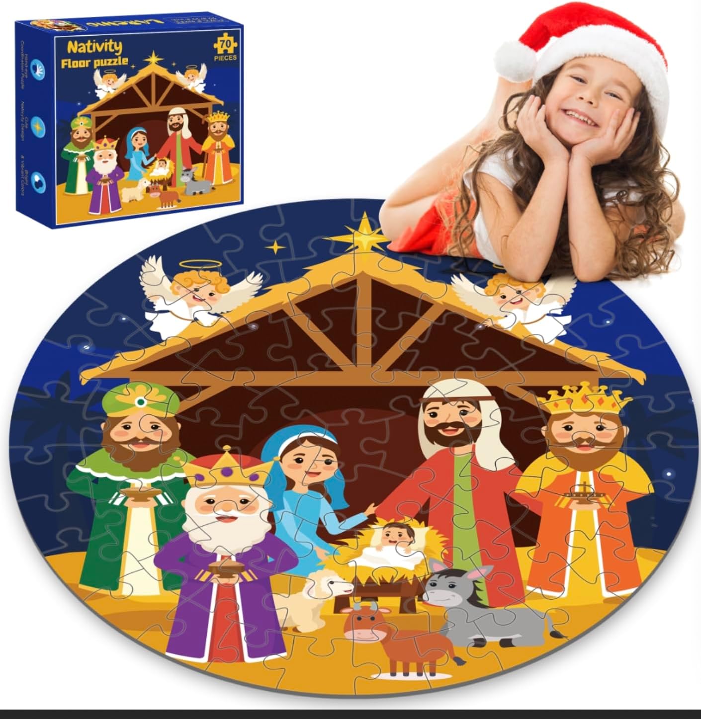 70pcs Easter Floor Puzzles for Kids Age 3-8, Easter Basket Stuffer Gifts for Kids Boy Girls Jumbo Bunny Puzzles Egg Hunt Party Favors