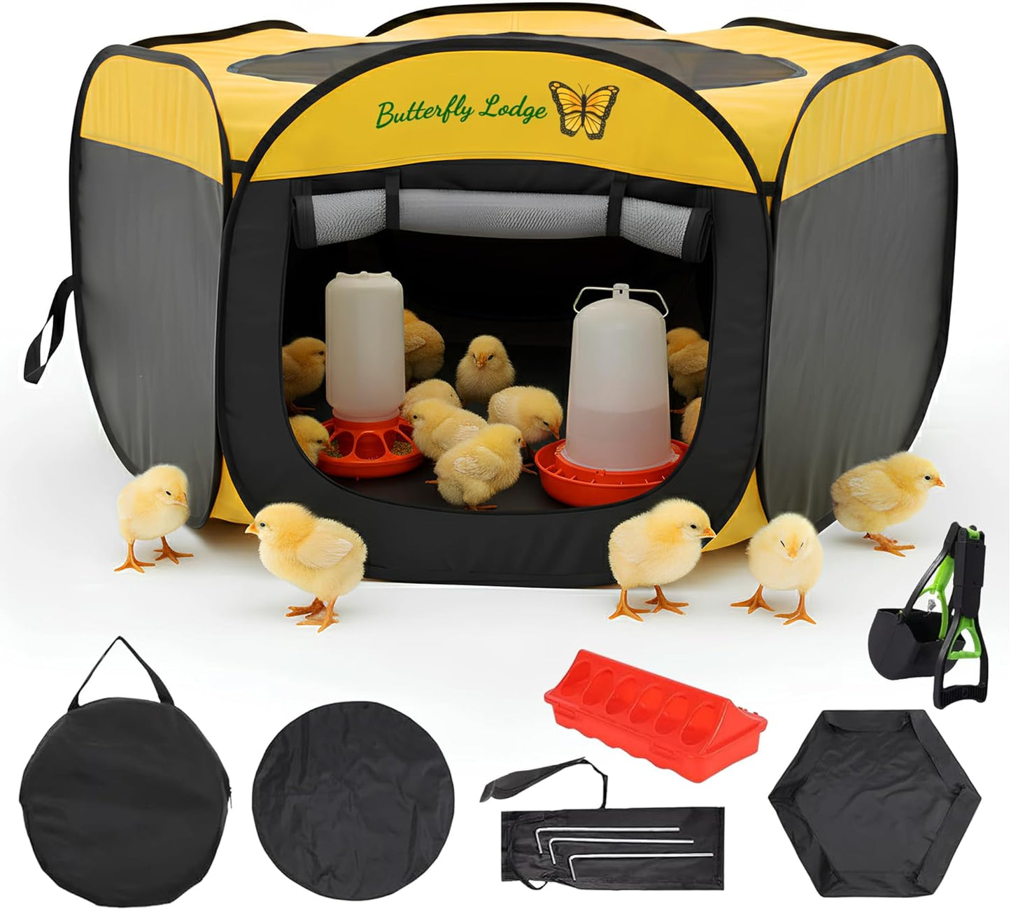 Chicken Brooder Box for Chick Starter Kit - 45" Brooder Box for Chicks - Large Chicken Brooder and Pet Tent - Brooder Box with Feeder, Waterer, and Cleaner - Chicken Box for Indoor Use