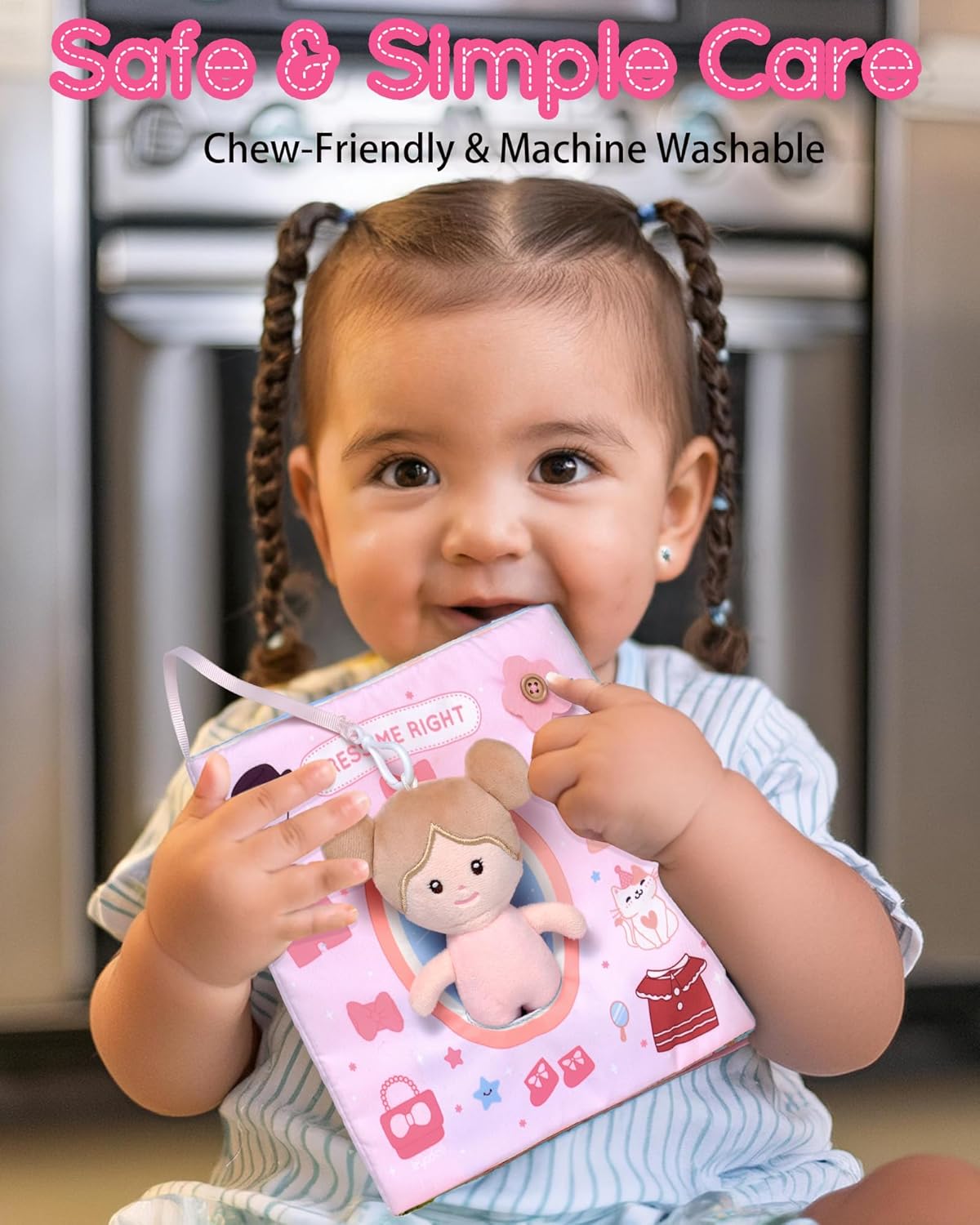 LeyaDoll Interactive Sensory Soft Cloth Book, Educational Crinkle Quiet Activity Busy Book for Babies,Toddler Travel Toy Gift for 1-3 Year Old Boys and Girls (A Berry Special Day)