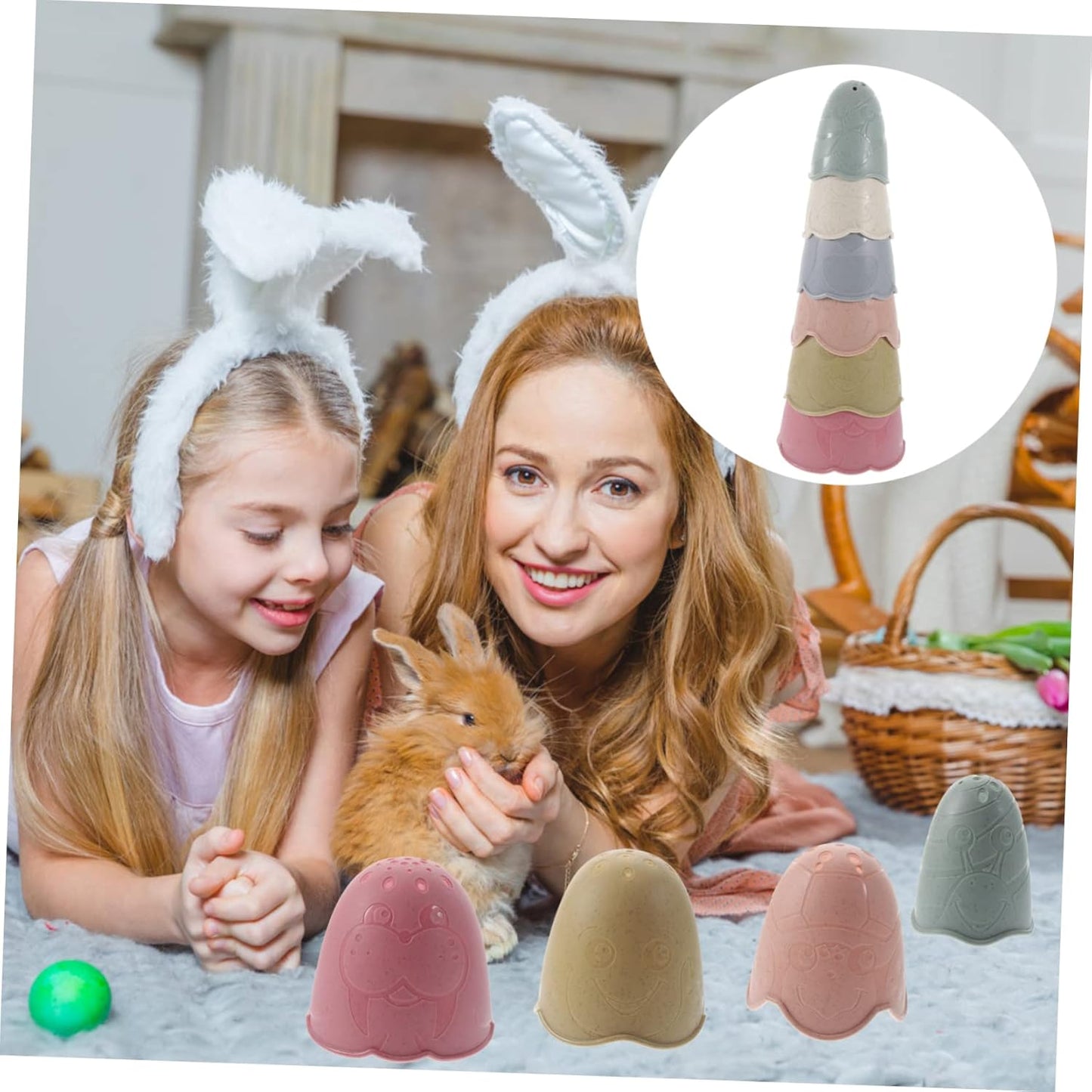 GANAZONO 1set Colorful Stacking Cups for Holder Toy Multi Bunny Enrichment Playset for Toddlers Smooth Food-Grade