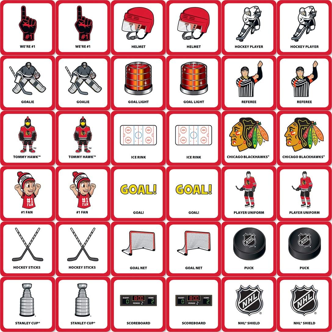 MasterPieces NHL Chicago Blackhawks Matching Game, For Ages 3+ - Fun Family Entertainment for Kids and Adults - Educational, Engaging, and Perfect for Game Night, Interactive Classroom Activities