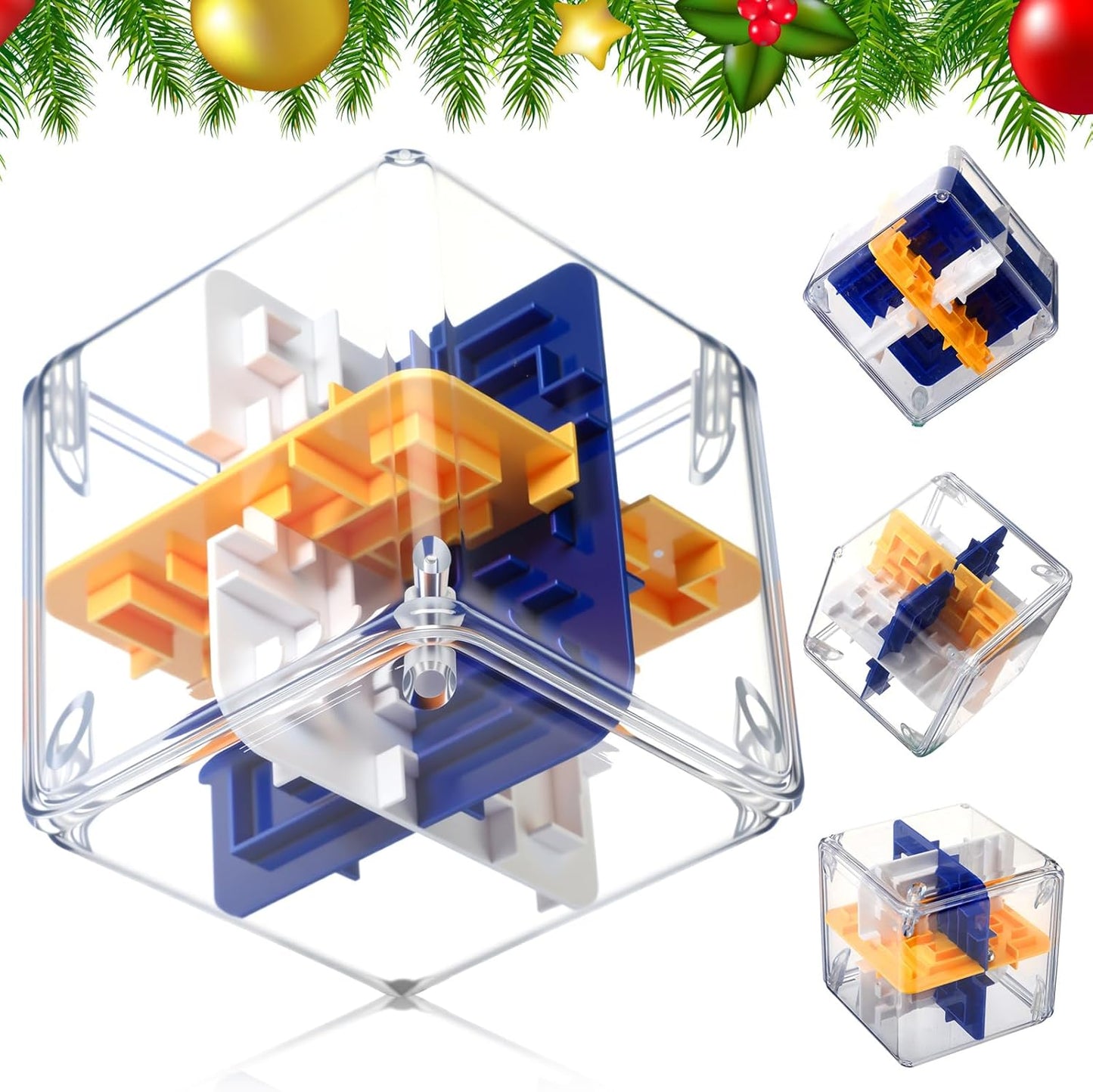 1 Sets Large Labyrinth 3D Maze Cube Puzzle Maze Game Gravity 3D Puzzle Cube Brain Teaser Ball Games for Kids Education Sensory Toys Gift for Adults (Upgrade Version,Yellow)