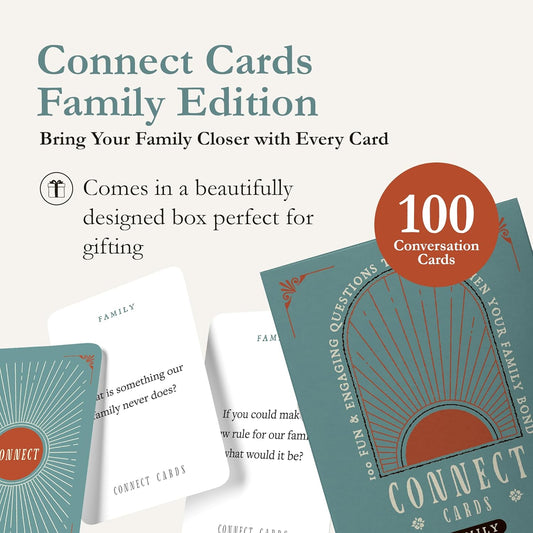 Connect Cards Family Edition - 100 Family Conversation Cards for Kids and Parents to Spark Deeper Connections & Meaningful Moments - Conversation Starters at Home, Dinner, or Travel