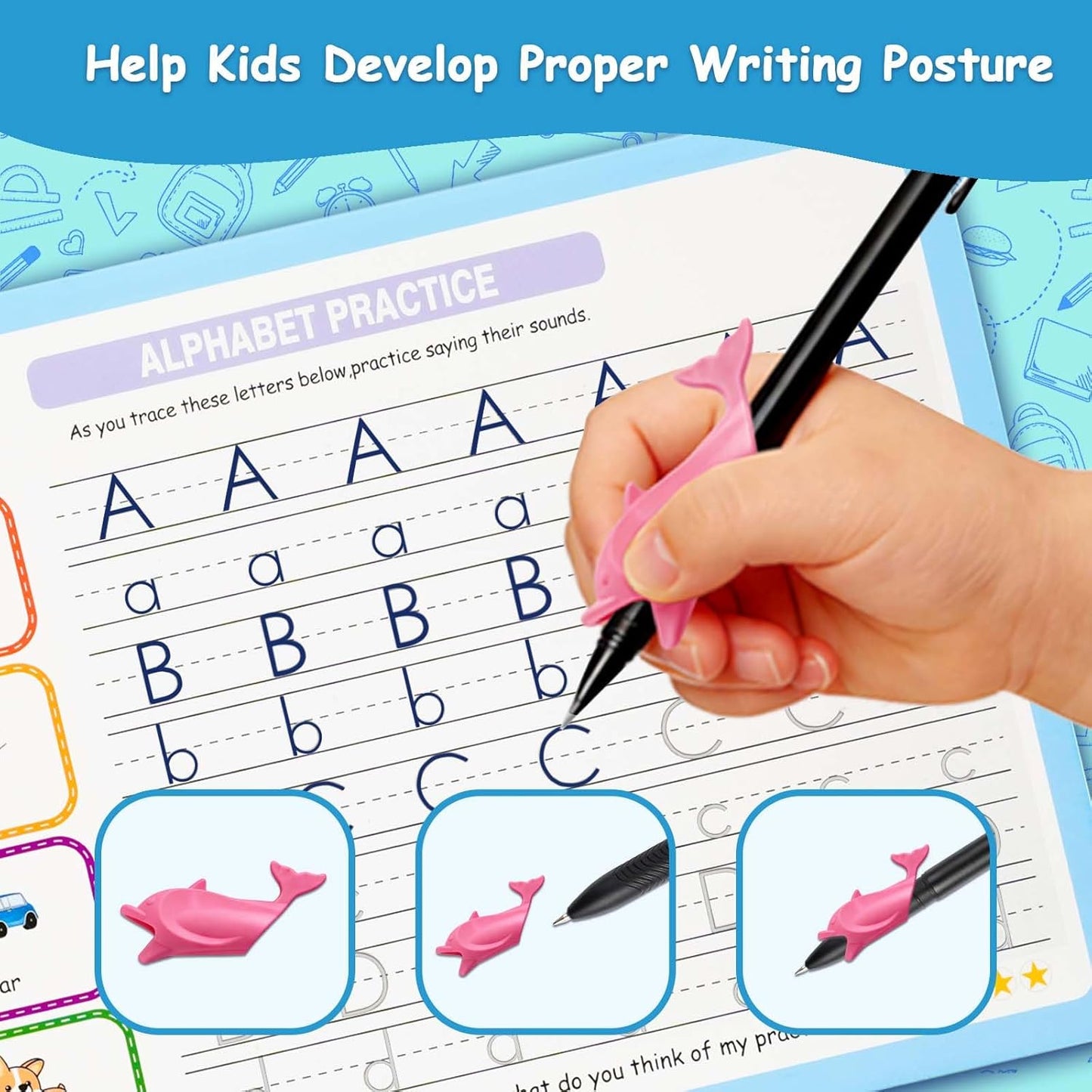 Magic Grooved Writing Practice for Kids Ages 3–8, Reusable Handwriting Workbooks with Deep Tracing Grooves and Preschool Learning Activities, Perfect Educational Gift