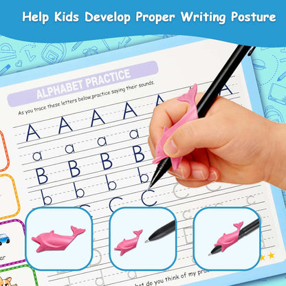 Magic Grooved Writing Practice for Kids Ages 3–8, Reusable Handwriting Workbooks with Deep Tracing Grooves and Preschool Learning Activities, Perfect Educational Gift