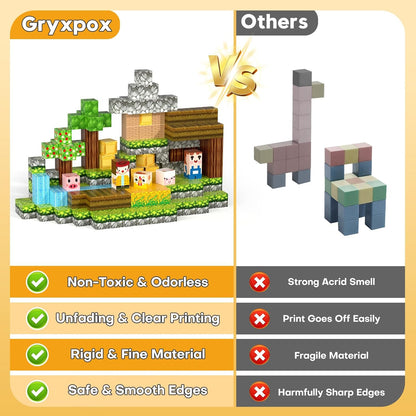 Magnetic Blocks, Magnetic Building Blocks Gryxpox, Magnet Tiles with Adventure World Blocks Toy, Magnetic Blocks For Kids Ages 4-8, STEM Sensory Toys for Ages 3+ Toddlers Kids Girl Boys Birthday Gifts