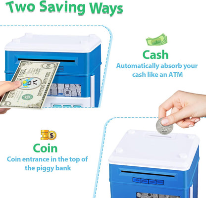 Kids Piggy Bank for Girls - Toys for 5 6 7 8 9 10 Year Old Girl Birthday Gifts - Electronic Piggy Bank ATM Machine Money Safe for Kids Toys Age 6-8-10