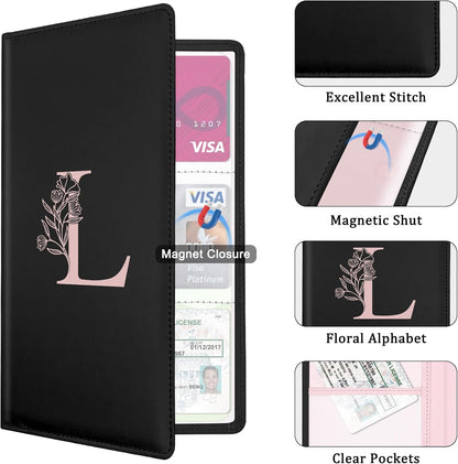 Letter Car Registration and Insurance Holder, with Magnetic Closure for License, Cards and Documents,Vehicle Glove Box Car Organizer, Interior Car Accessories for Women Men (I)