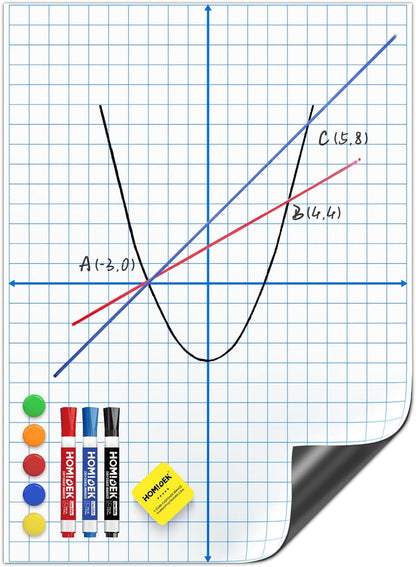 HOMiDEK Magnetic Handwriting Paper for Whiteboard - 17.5x24 in Dry Erase Writing Paper with Lines - Lined Notebook White Board with Markers, Magnet, Eraser
