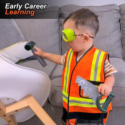 Liberry Kids Tool Set for Boys Girls 3-5 Years, Construction Worker Costume with Hat, Toddler Dress Up Toys for Birthday Gift