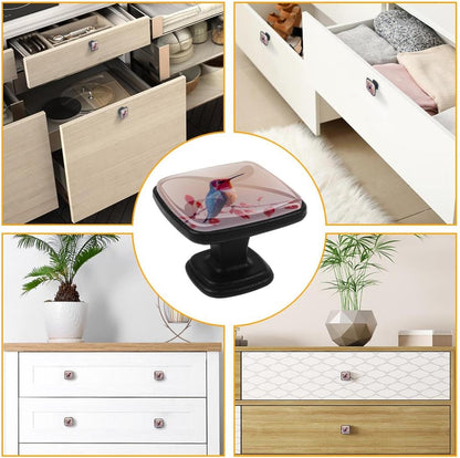 4 Pack Cabinet Knobs Drawer Pulls, 30mm Round ABS Glass Drawer Hardware Growing Butterfly Cabinet Handles with Screws for Dressers Kitchens Cupboard