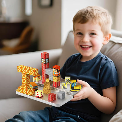 WMXDU Magnetic Blocks with Magnet Box-35PCS Magnet Cubes, Magnetic Tiles Kids Build Cubes Travel Game Toys, Road Trip ‌Sensory Toy Christmas Birthday Gifts for Boys & Girls Ages 3