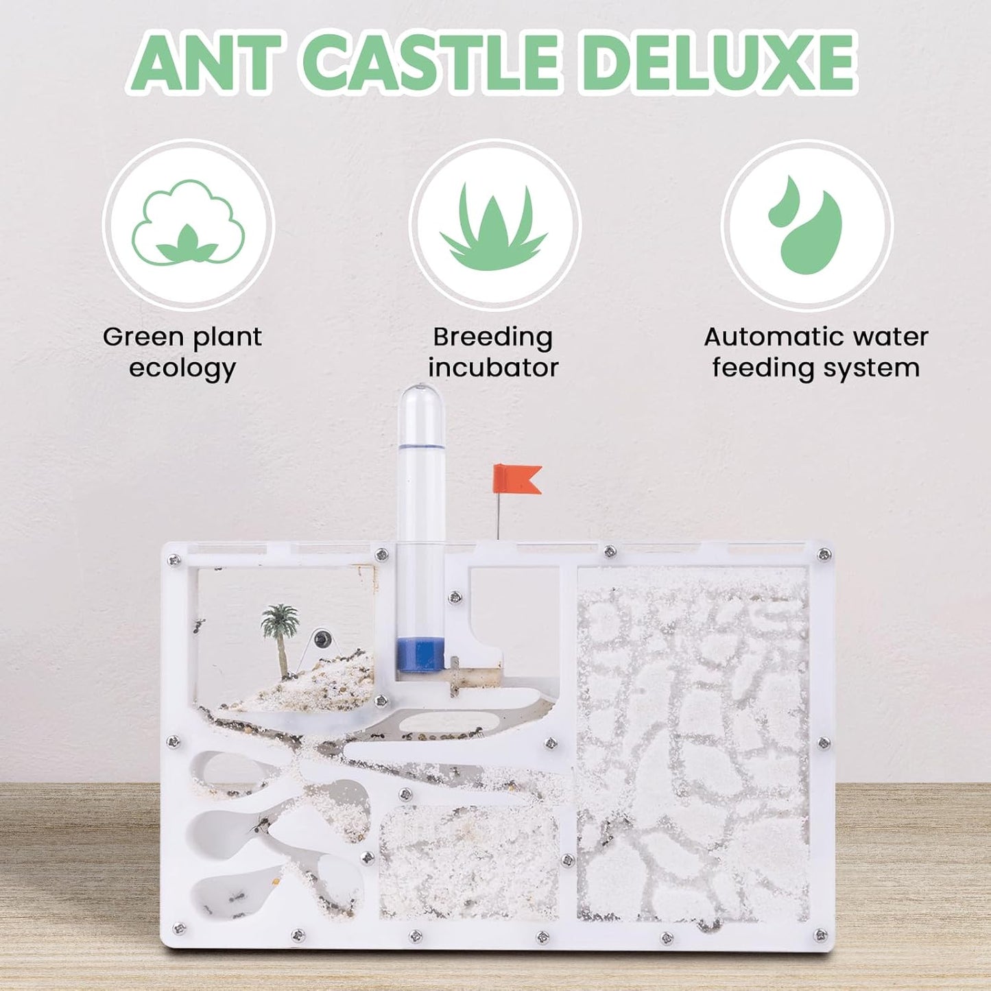 Ant Farming Castle,Habitat Science Learning Kit,Farms for Live Ants,Study of Ecosystem,Behavior of Ant Colony, Explore The World at Home School (Live Ants NOT Included) (White)