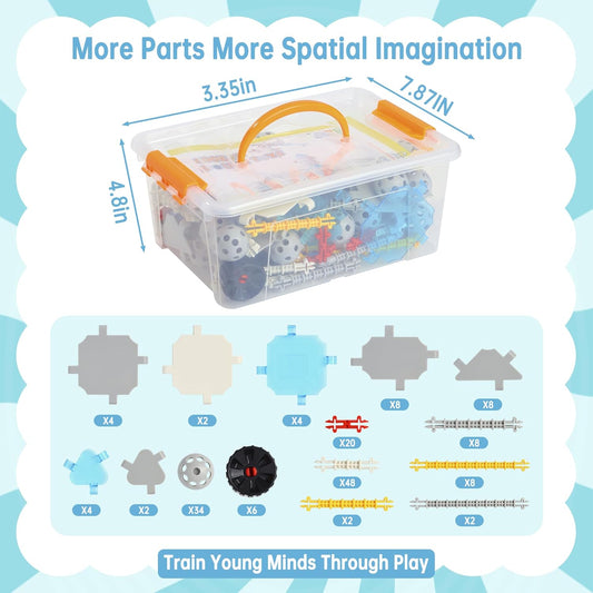160 Pcs STEM Building Toys for Kids,Educational Engineering Blocks Kits for 4 5 6 7 8+ Year Old Boys & Girls with Storge Box,Learning Toys Sets & Birthday Gift for Toddlers