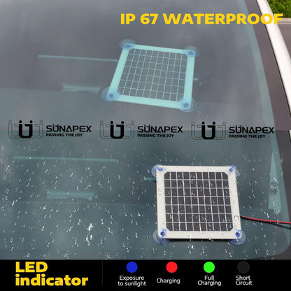 SUNAPEX 12V 10 Watt Solar Trickle Charger Maintainer - Waterproof Solar Powered Battery Charger - Solar Panel Kit Built-in Smart Charge Controller for Car Rv Trailer Truck Boat Automotive Marine