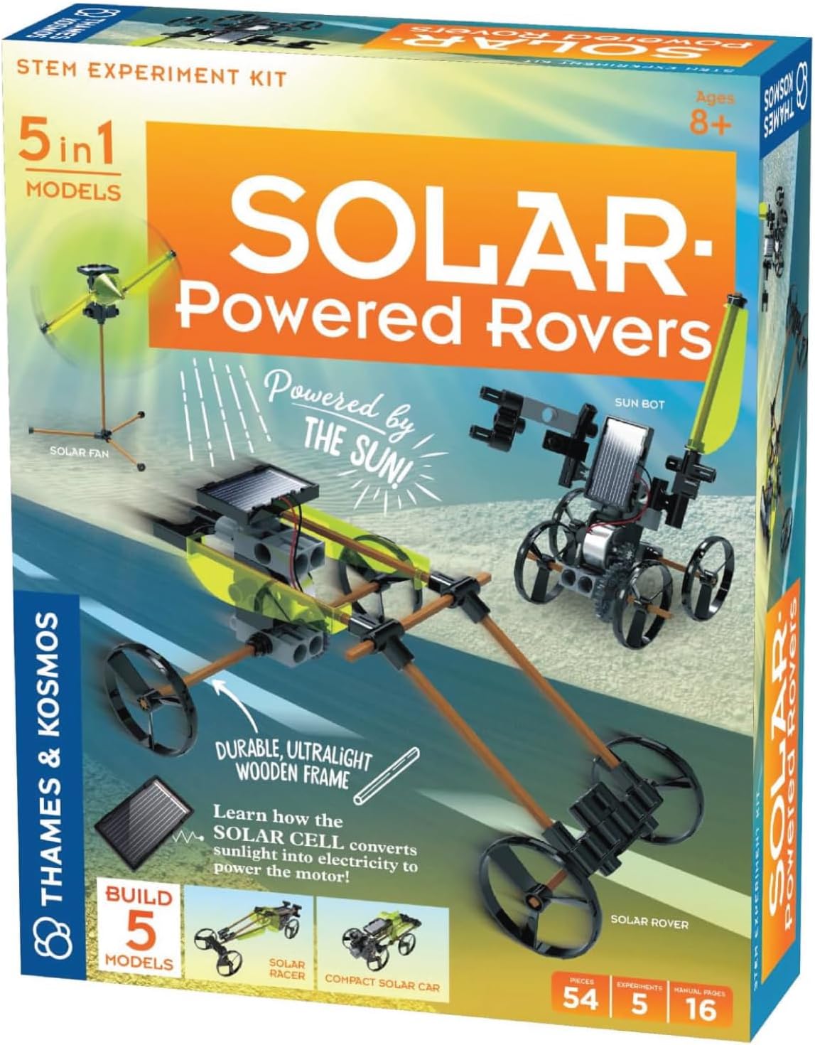 Thames & Kosmos Solar-Powered Rovers STEM Experiment Kit | Build 5 Vehicles & Devices Powered by The Sun | Solar Energy Actvities for Ages 8+