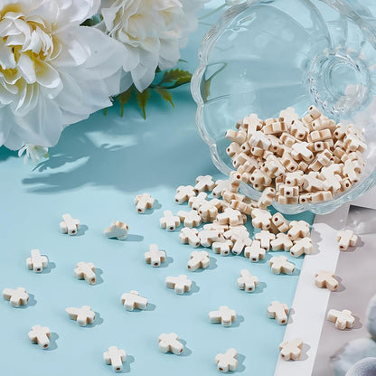 100pcs Blue and White Turquoise Cross Spacer Beads 8x10mm Semi Precious Stone Bead Easter Cross Gemstone Loose Beads for Jewelry Making Charms Beading Bracelets Necklaces Earrings Crafts