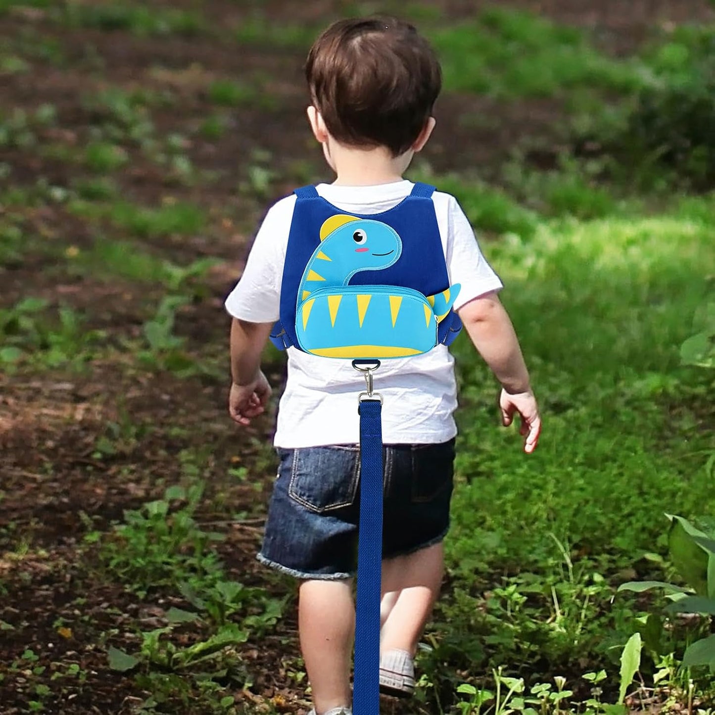 3 in 1 Toddler Harness Leash + Baby Anti Lost Wrist Link, Accmor Cute Dinosaur Child Safety Harness Tether, Kids Walking Wristband Assistant Strap Belt for Parent Boys Outdoor Activity (Black)