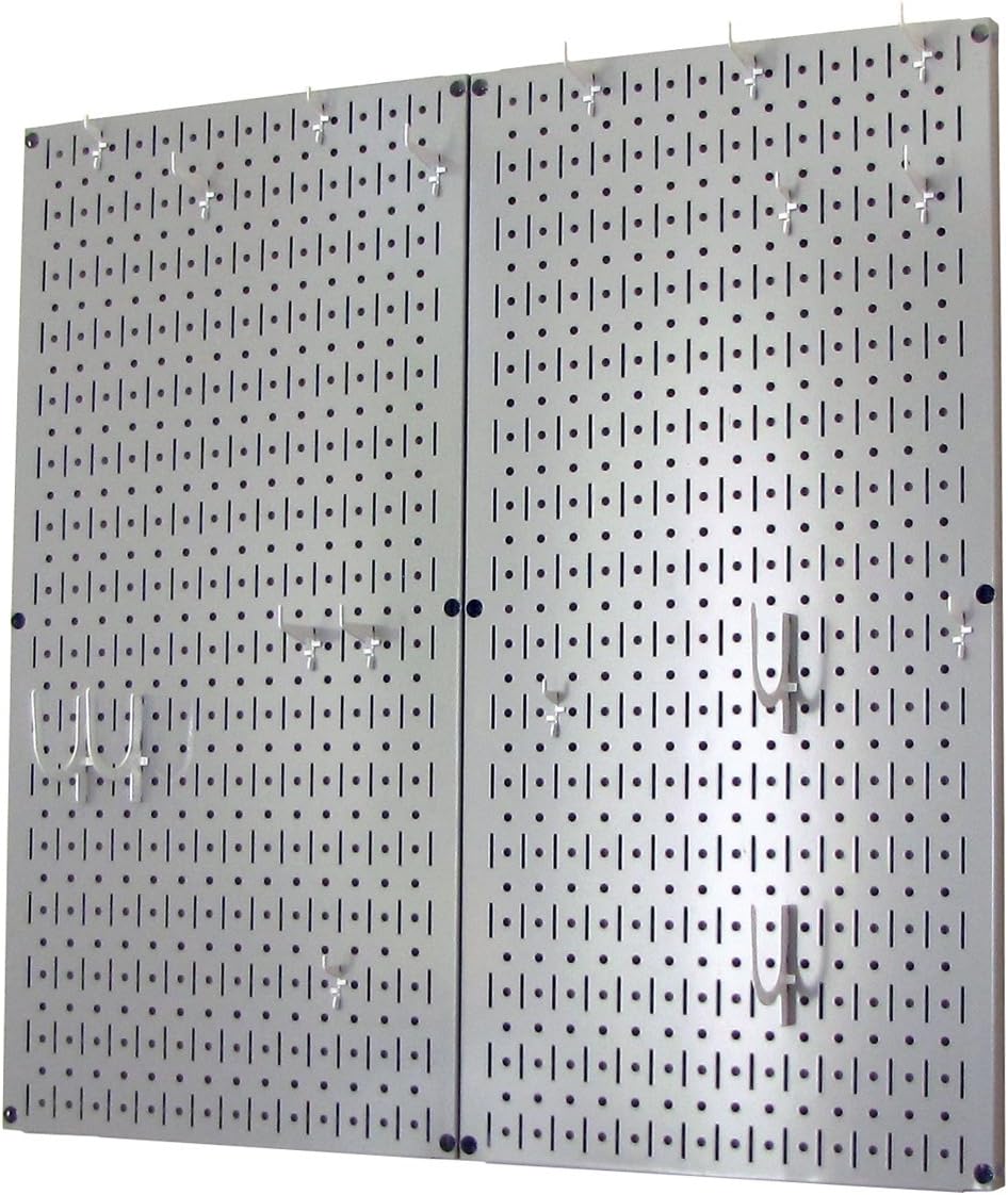 Wall Control Kitchen Pegboard Organizer Pots and Pans Storage Rack Organization Kit with Green Pegboard and White Accessories