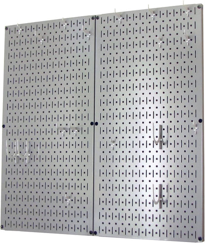 Wall Control Kitchen Pegboard Organizer Pots and Pans Storage Rack Organization Kit with Green Pegboard and White Accessories
